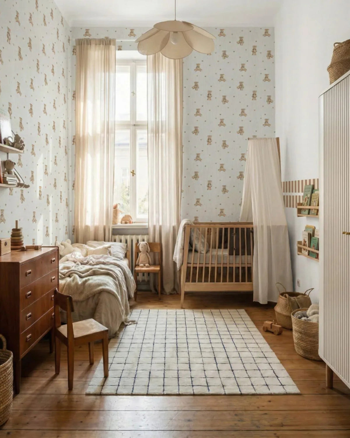Papier Peint Oursons Mignons – Chambre Bébé – Montessori pour enfant – photo 1