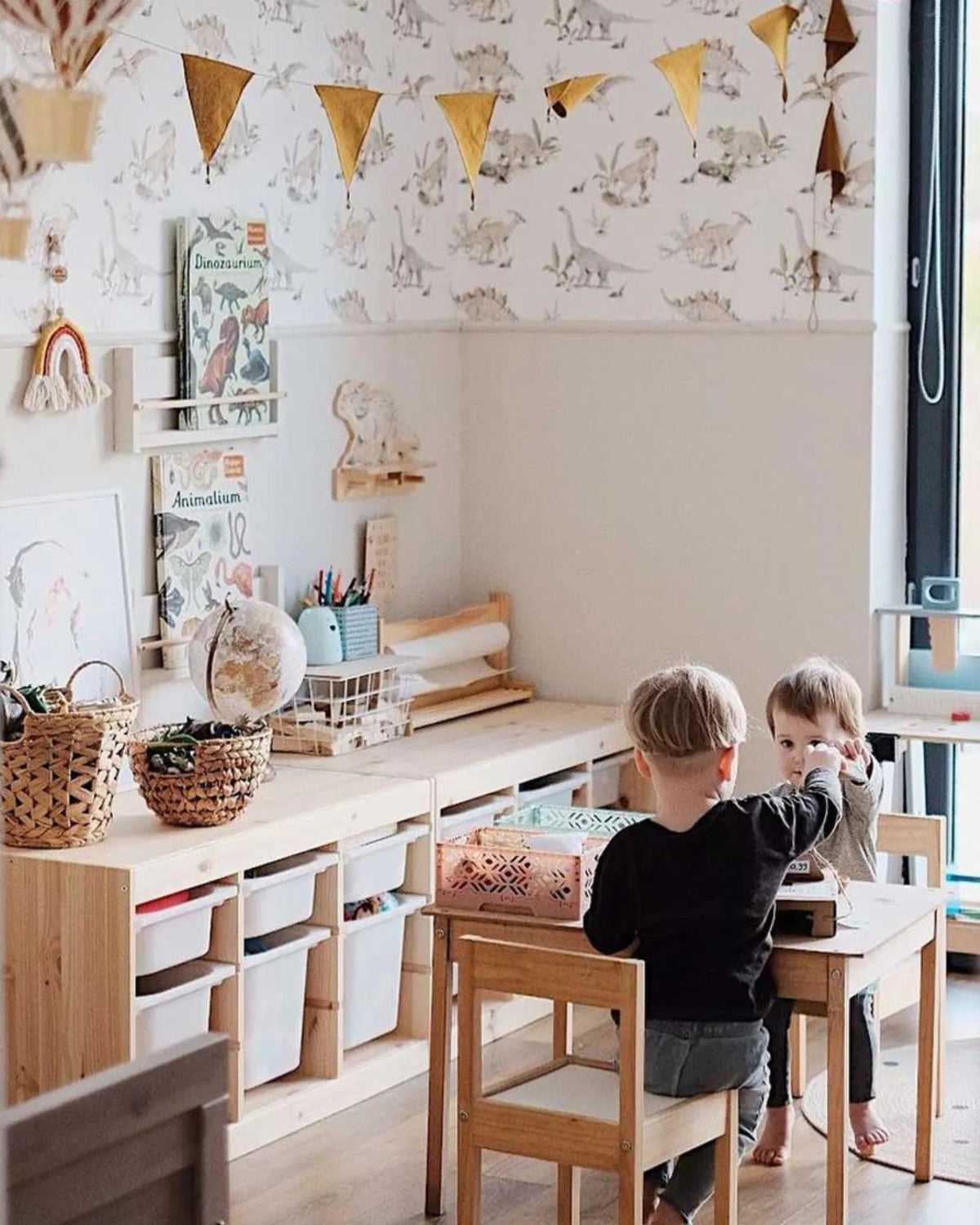 Papier Peint Joyeux Dinosaures – Chambre Garçon – Montessori pour enfant – photo 7