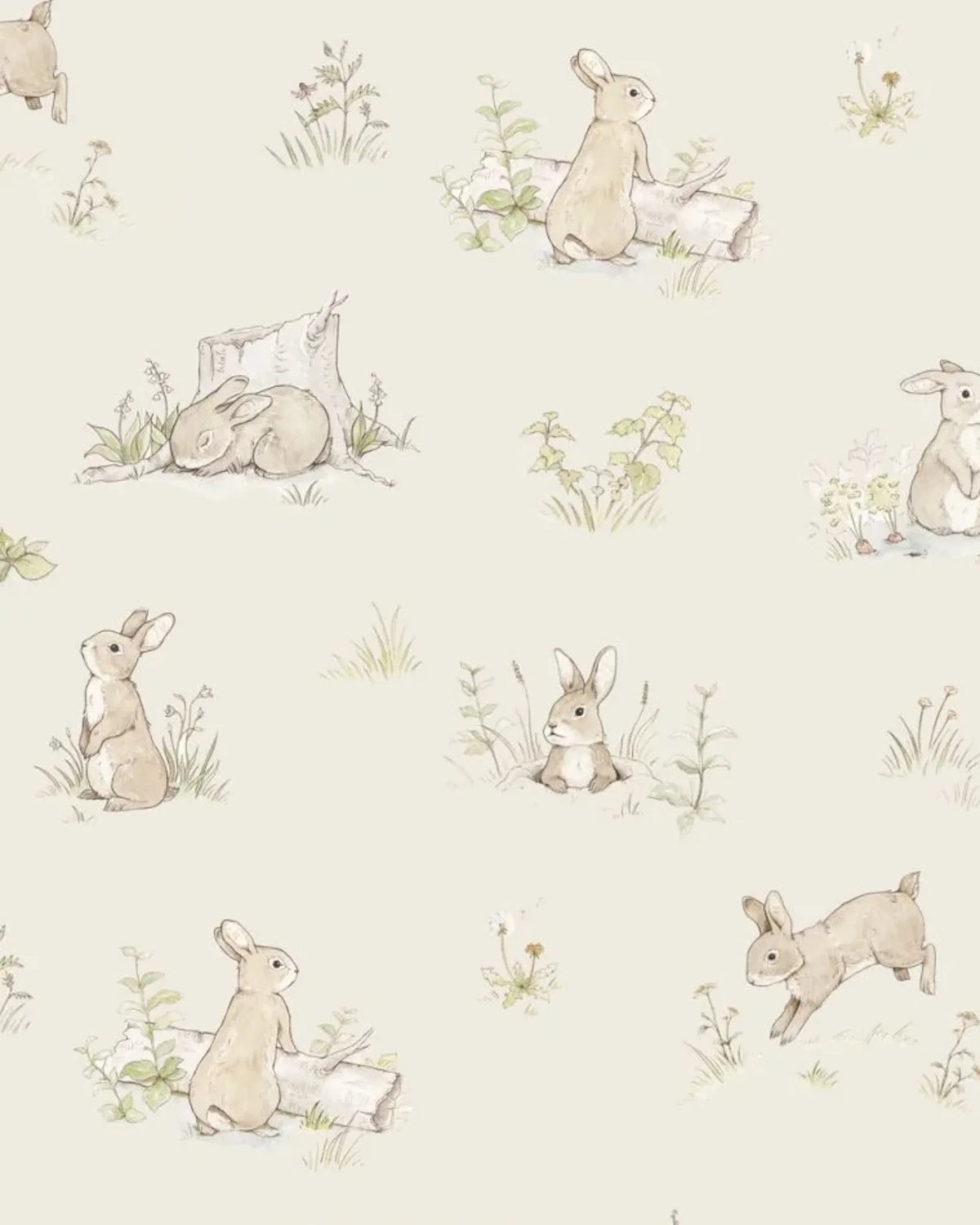Papier Peint Lapins Beige - Chambre Bébé & Enfant – Montessori pour enfant – photo 2