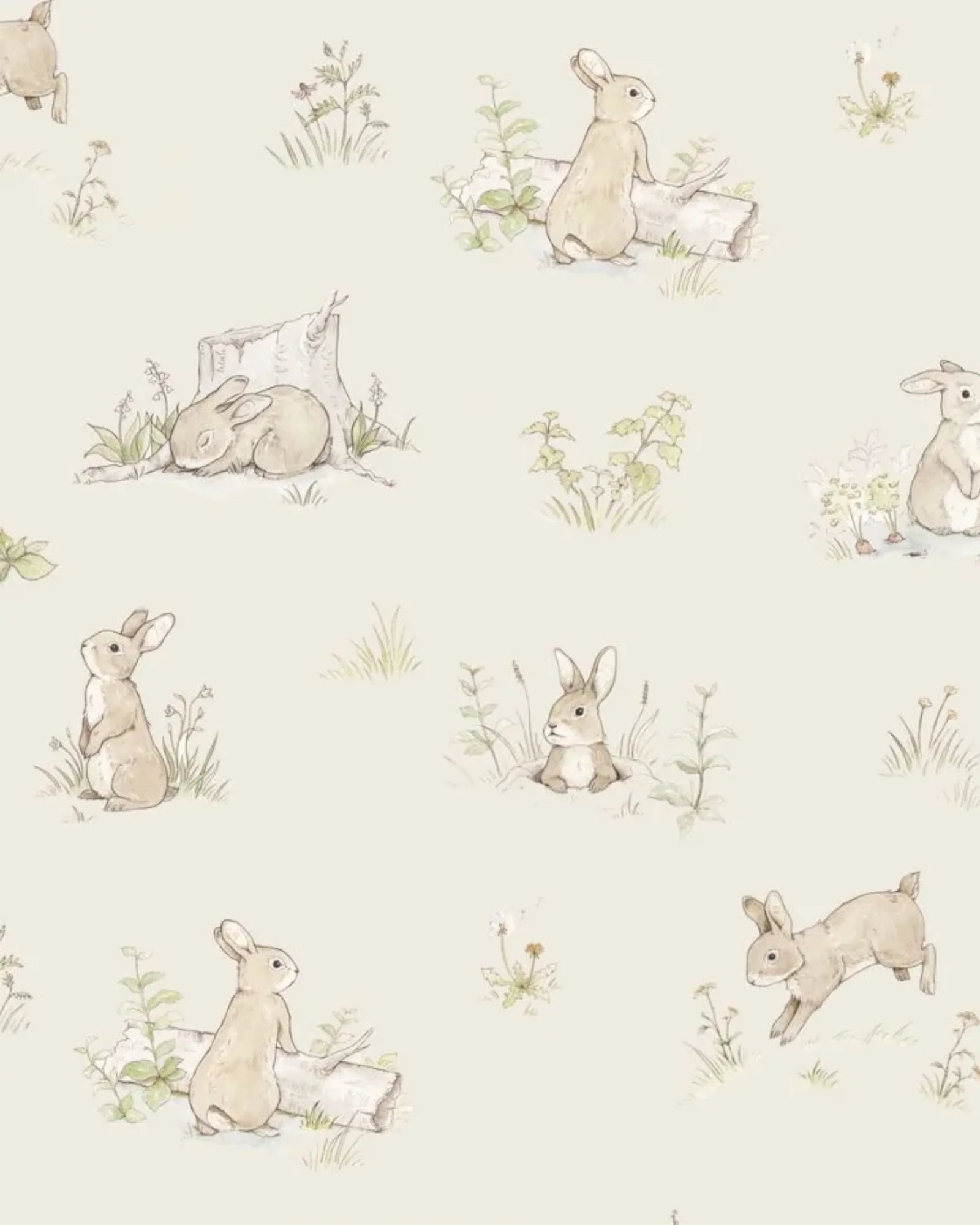 Papier Peint Lapins Beige - Chambre Bébé & Enfant – Montessori pour enfant – photo 1