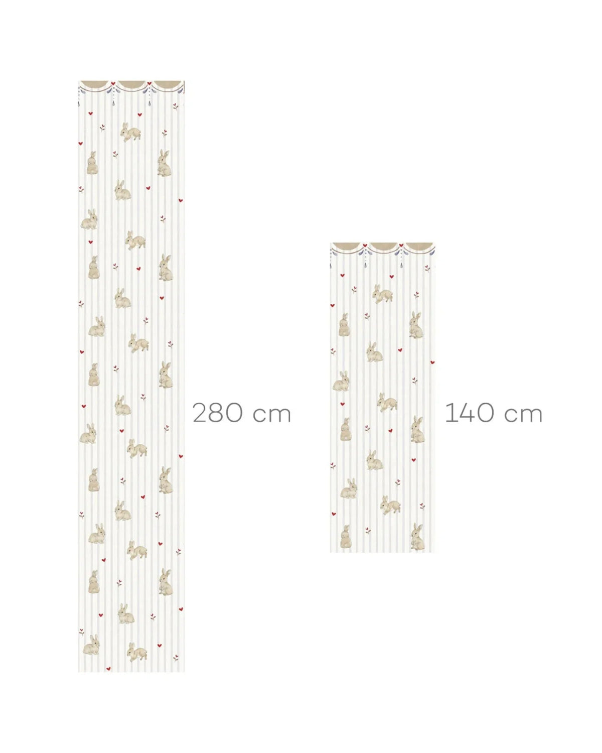 Papier Peint Lapins Cœurs avec Ornement – Chambre Bébé – Montessori pour enfant – photo 3