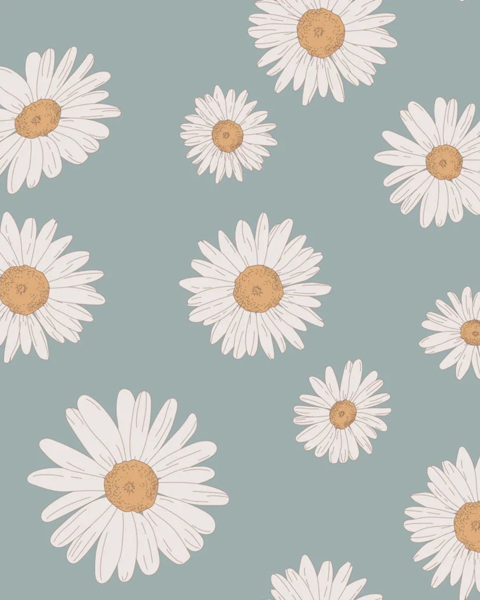 Papier Peint Marguerites Toscanes – Fond Bleu Ciel en 100x140cm | Papier Peint Tinitto – Fabrication européenne