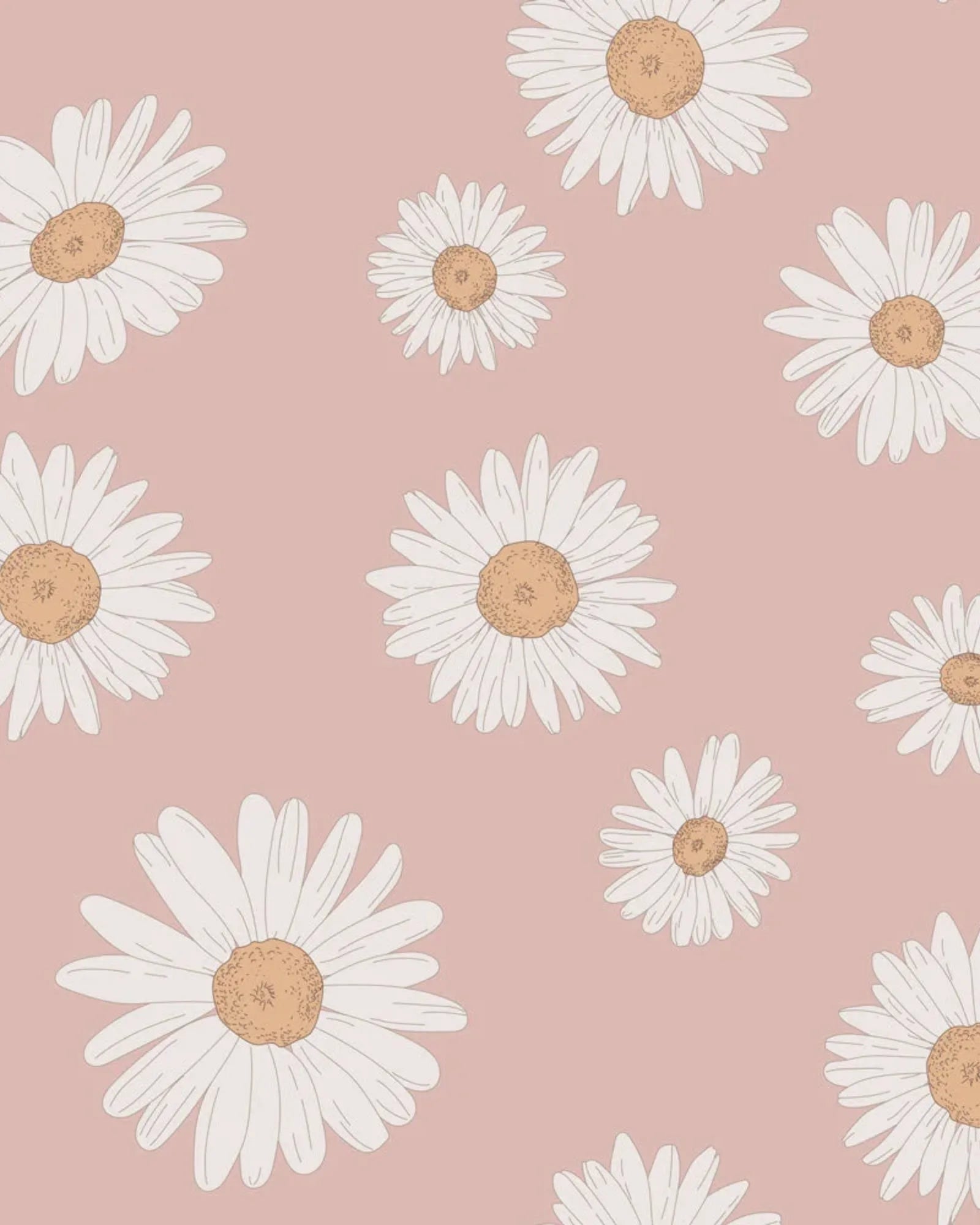 Papier Peint Marguerites Toscanes – Fond Rose Poudré en 100x140cm | Papier Peint Tinitto – Fabrication européenne