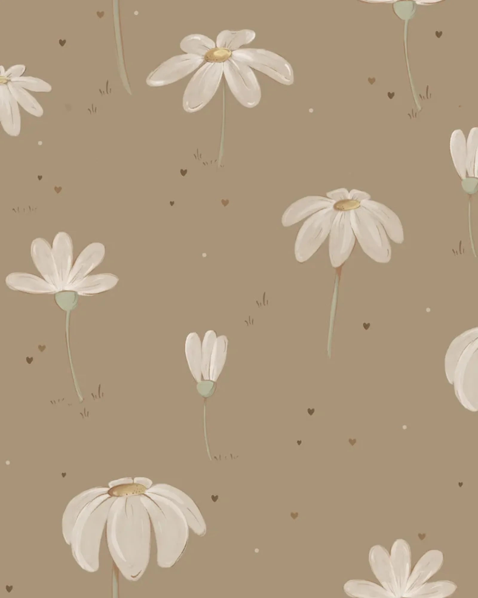 Papier Peint Prairie Féerique Fleurs & Cœurs – Chambre Bébé en 50x140cm | Papier Peint Tinitto – Fabrication européenne