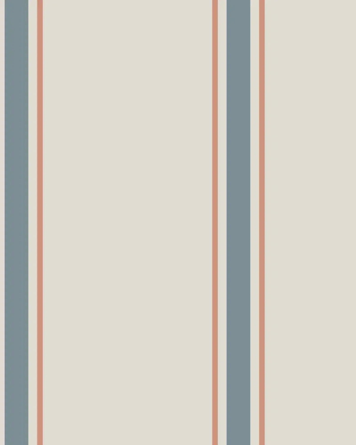 Papier Peint Rayures Classiques Beige Lin – Terracotta et Bleu – Montessori pour enfant – photo 2
