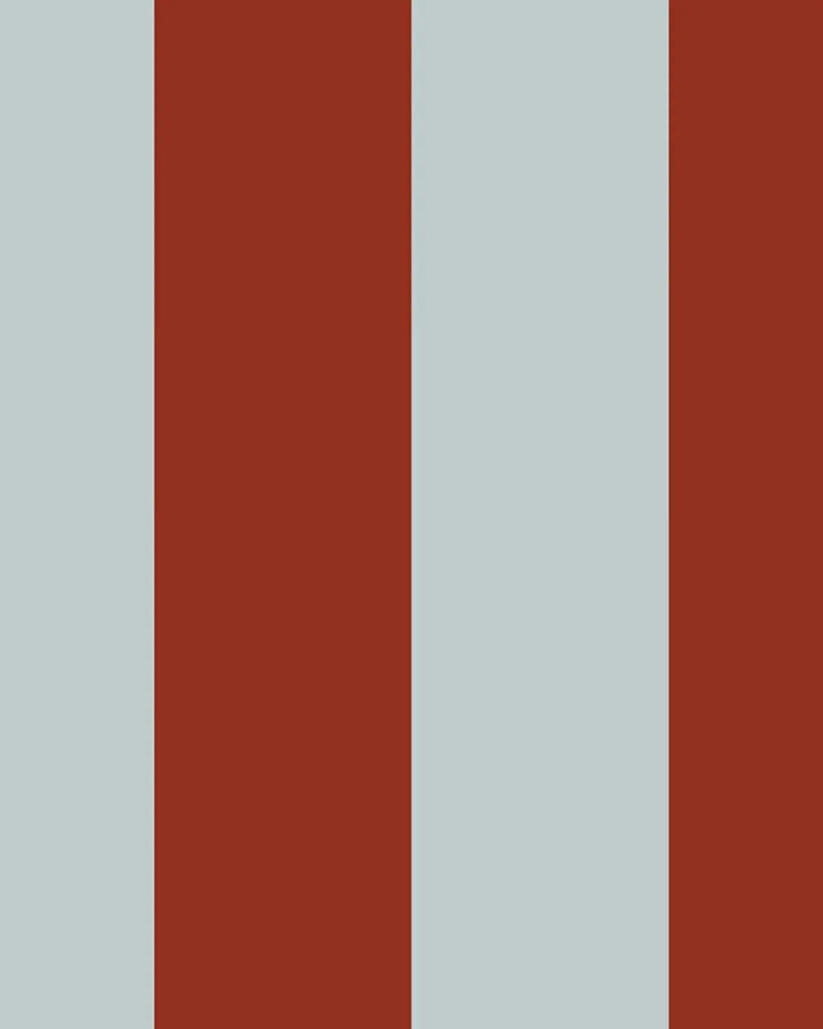 Papier Peint Rayures Larges Bleu Céladon et Rouge Brique – Montessori pour enfant – photo 2