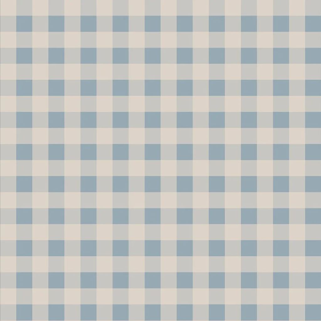 Papier Peint à Petits Carreaux Bleu et Crème – Style Scandinave