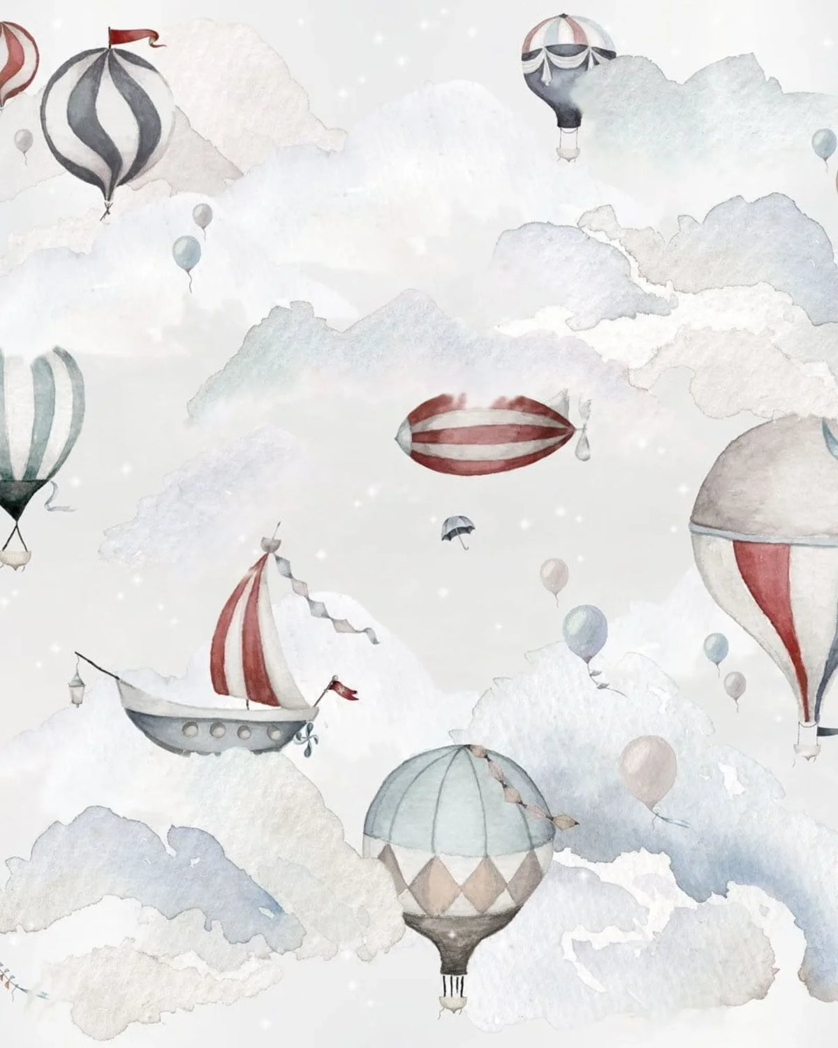 Papier Peint Ballons & Aventures – Chambre Garçon – Montessori pour enfant – photo 2