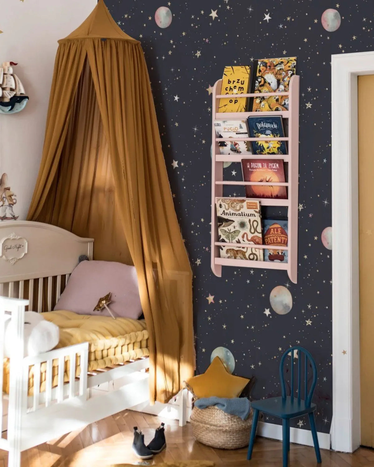 Papier Peint Cosmos Planètes &amp; Fusées – Chambre Garçon – Montessori pour enfant – photo 1