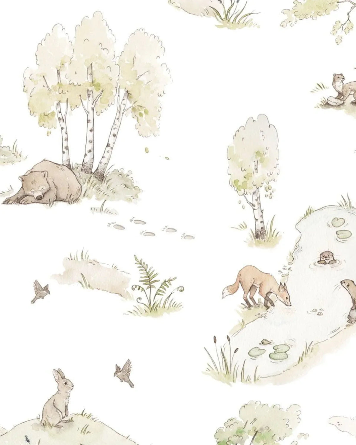 Papier Peint Forêt enchantée - animaux des bois aquarelle – Montessori pour enfant – photo 2