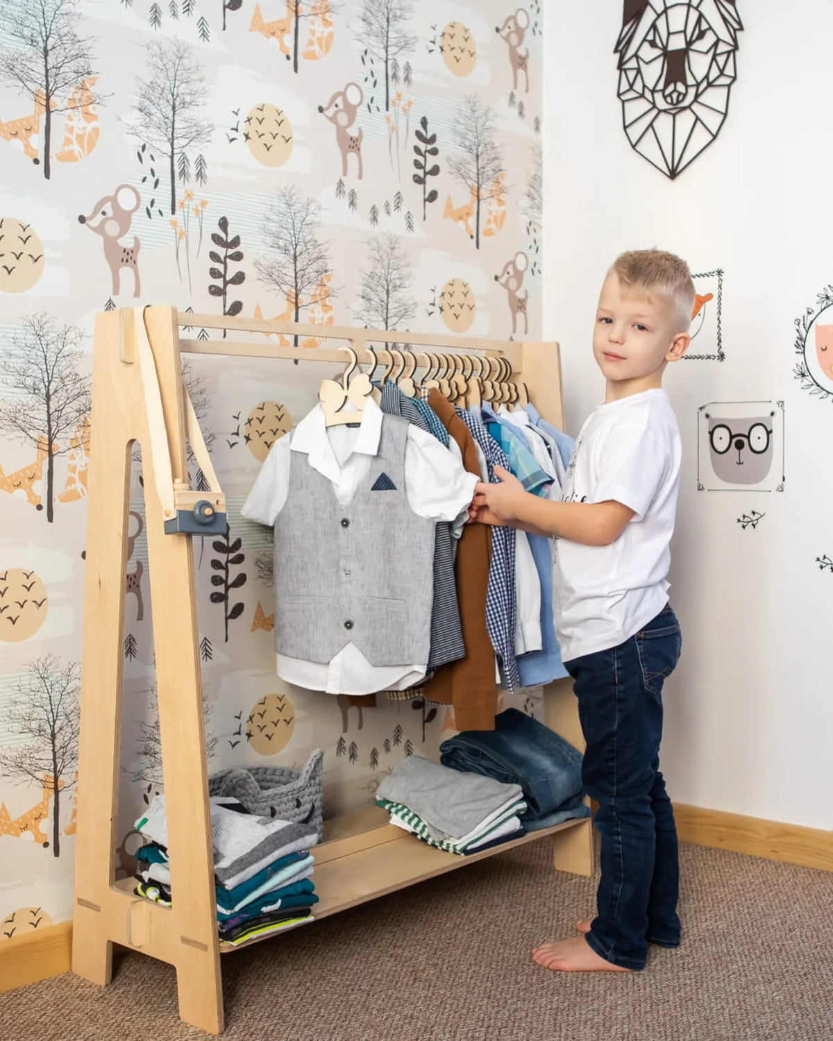 Penderie Ouverte "Montessori" – Étagère en Bois (Bouleau) 1 – Montessori pour enfant – photo 3