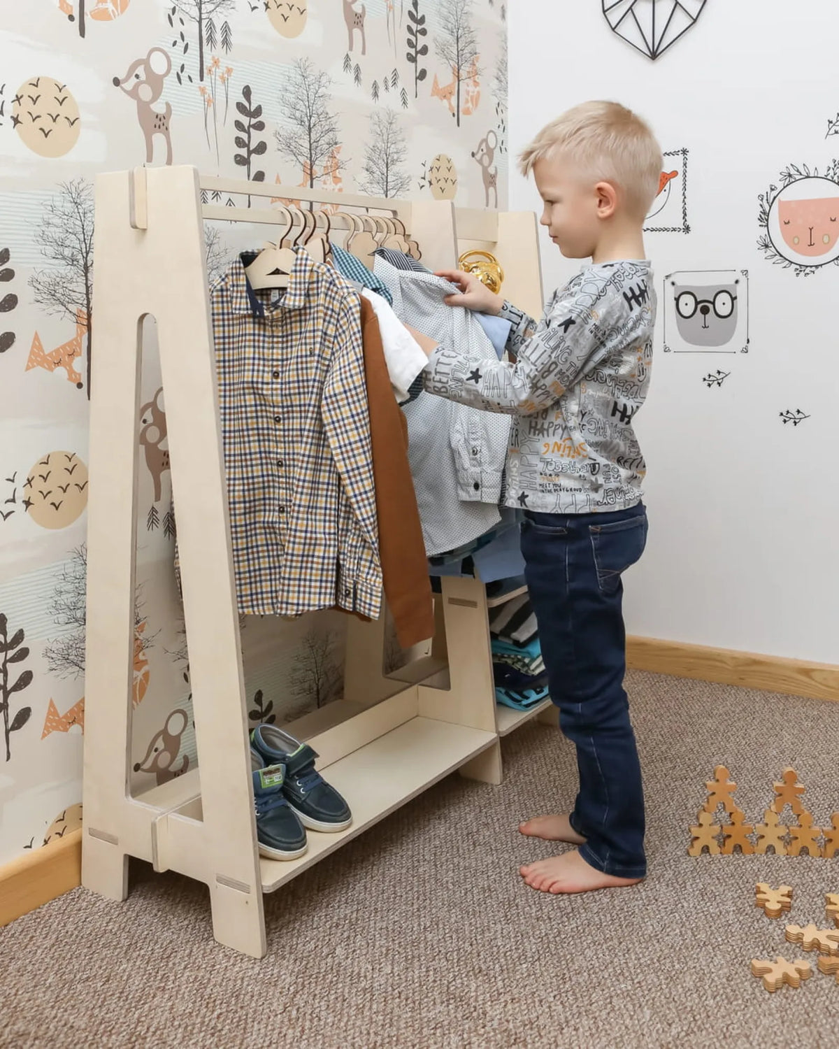 Penderie & Étagère "Montessori" – Dressing Ouvert (Bouleau) – Montessori pour enfant – photo 5