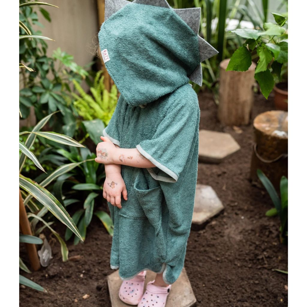 Poncho Enfant Dinosaur – Manches Courtes Doux & Pratique
