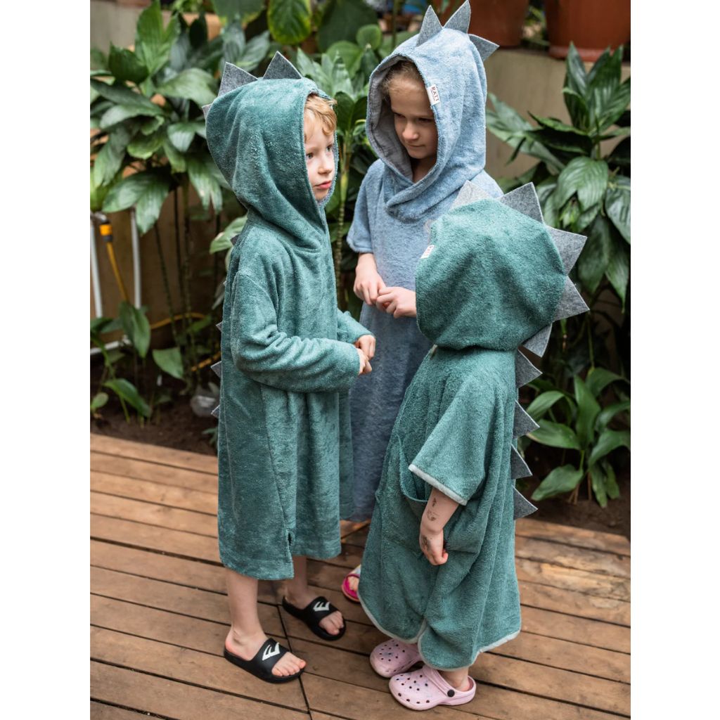 Poncho Enfant Dinosaur – Manches Courtes Doux & Pratique