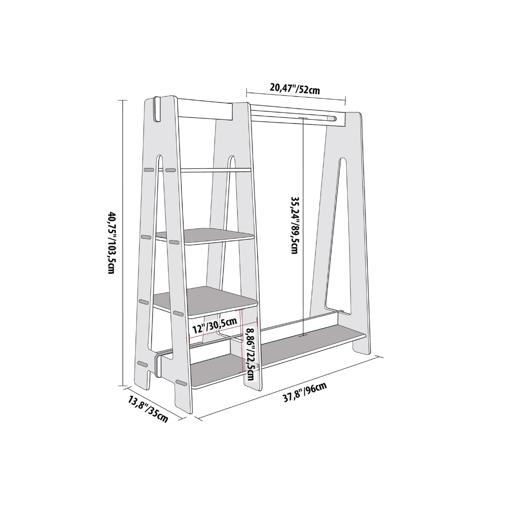 Portant à Vêtements avec Étagères pour Tout-Petits