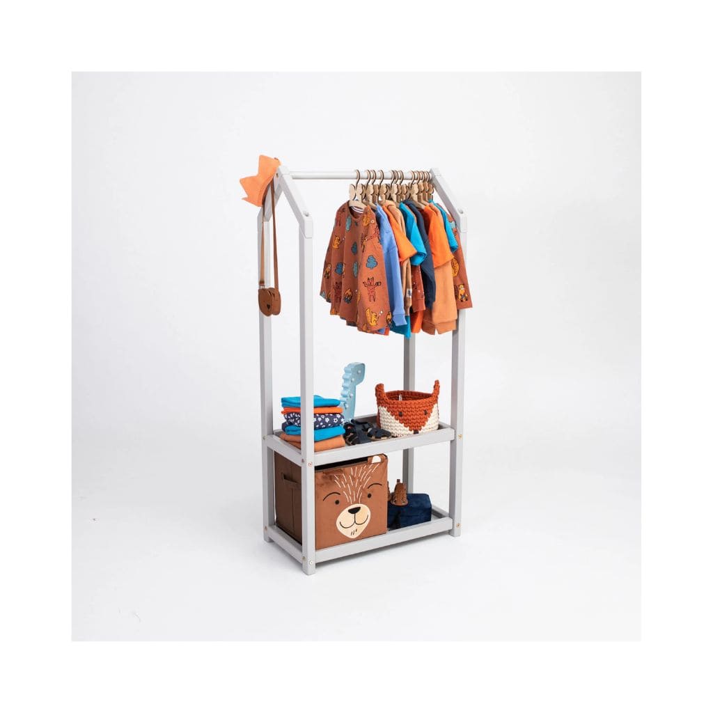 Portant à Vêtements Montessori en Bois – Forme de maison