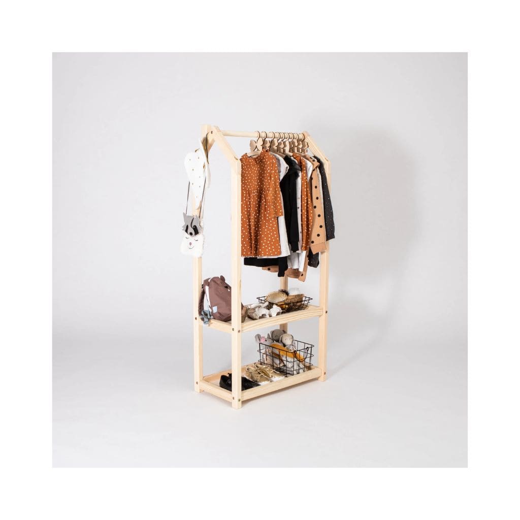Portant à Vêtements Montessori en Bois – Forme de maison