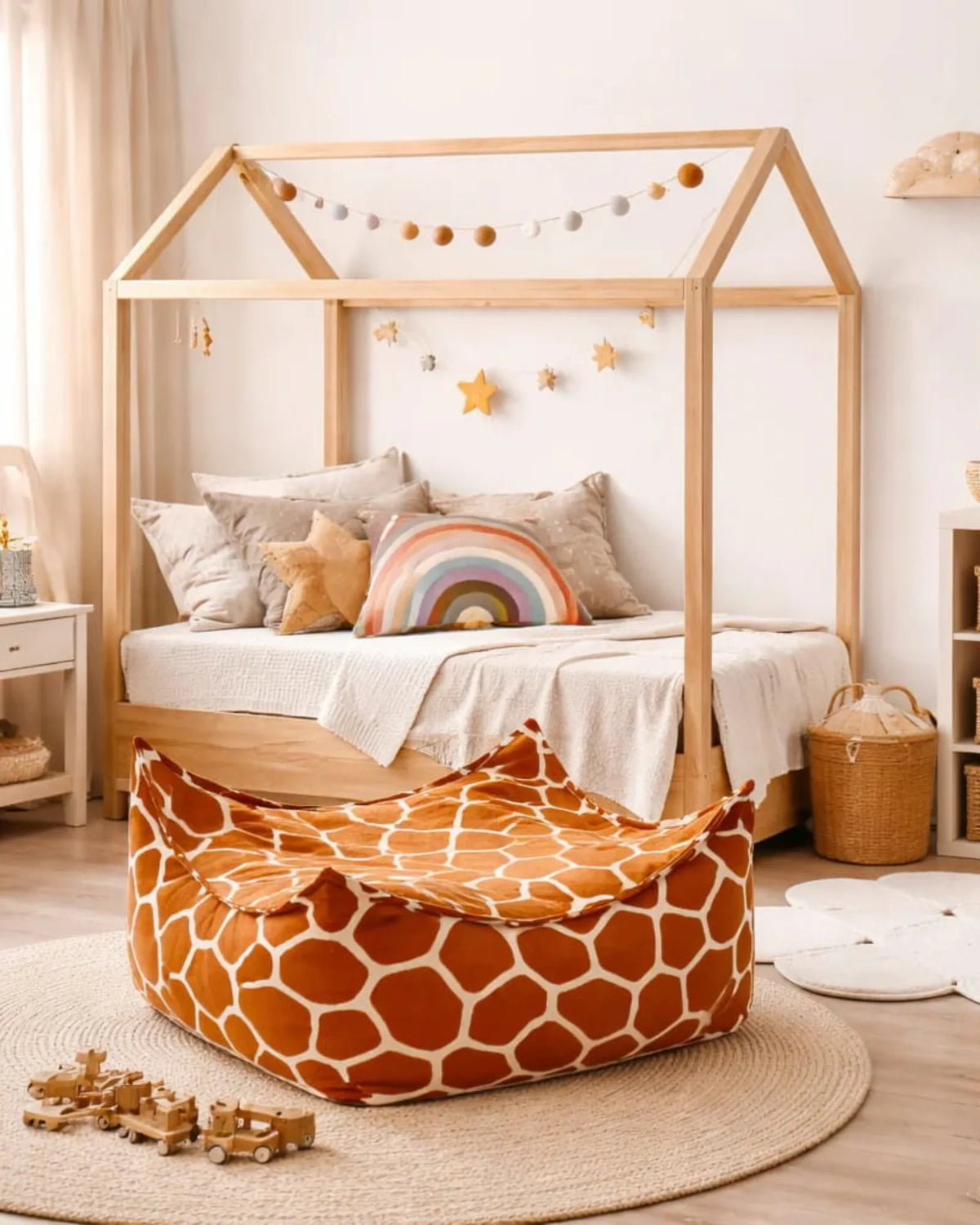 Pouf Carré Enfant Motif Animal — bees&blooms – Montessori pour enfant – photo 2