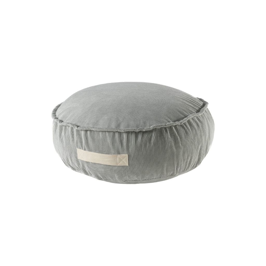 Pouf Enfant Rond MeowBaby® – Confort Velours Côtelé Gris
