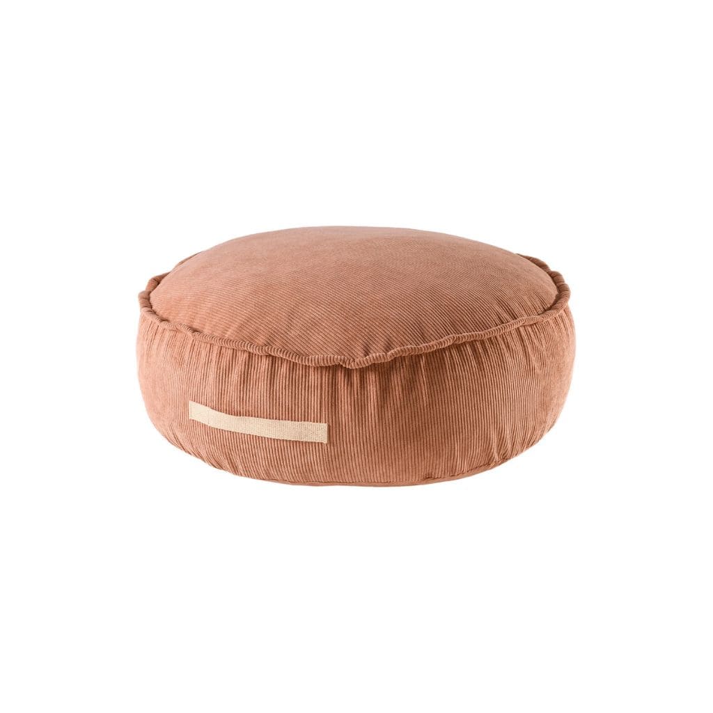 Pouf Enfant Rond MeowBaby® – Confort Velours Côtelé Brick