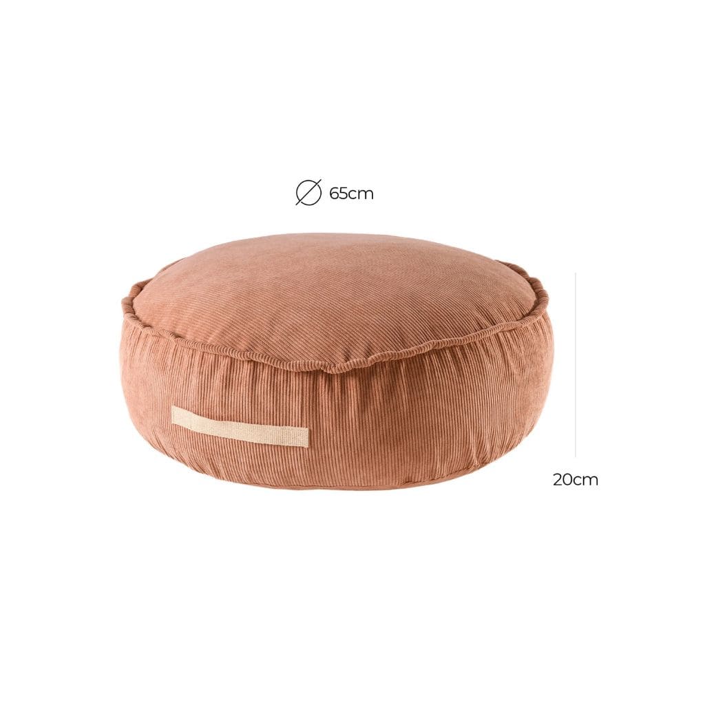 Pouf Enfant Rond MeowBaby® – Confort Velours Côtelé Brick