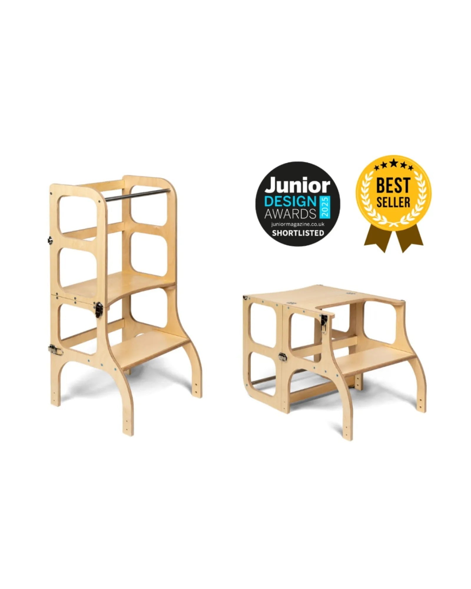 STEP'n'SIT® — Tour d'Observation Convertible 2 - en - 1 en Bois Naturel | Motricité Tinitto – Fabrication européenne