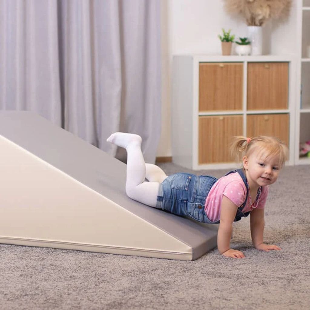 Set Escalier & Toboggan en Mousse Premium - Beige and Grey