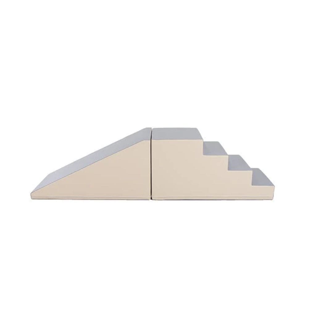 Set Escalier & Toboggan en Mousse Premium - Beige and Grey