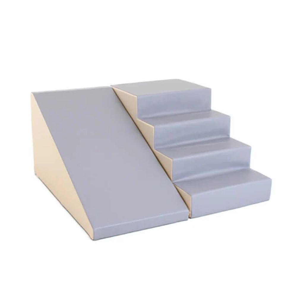 Set Escalier & Toboggan en Mousse Premium - Beige and Grey