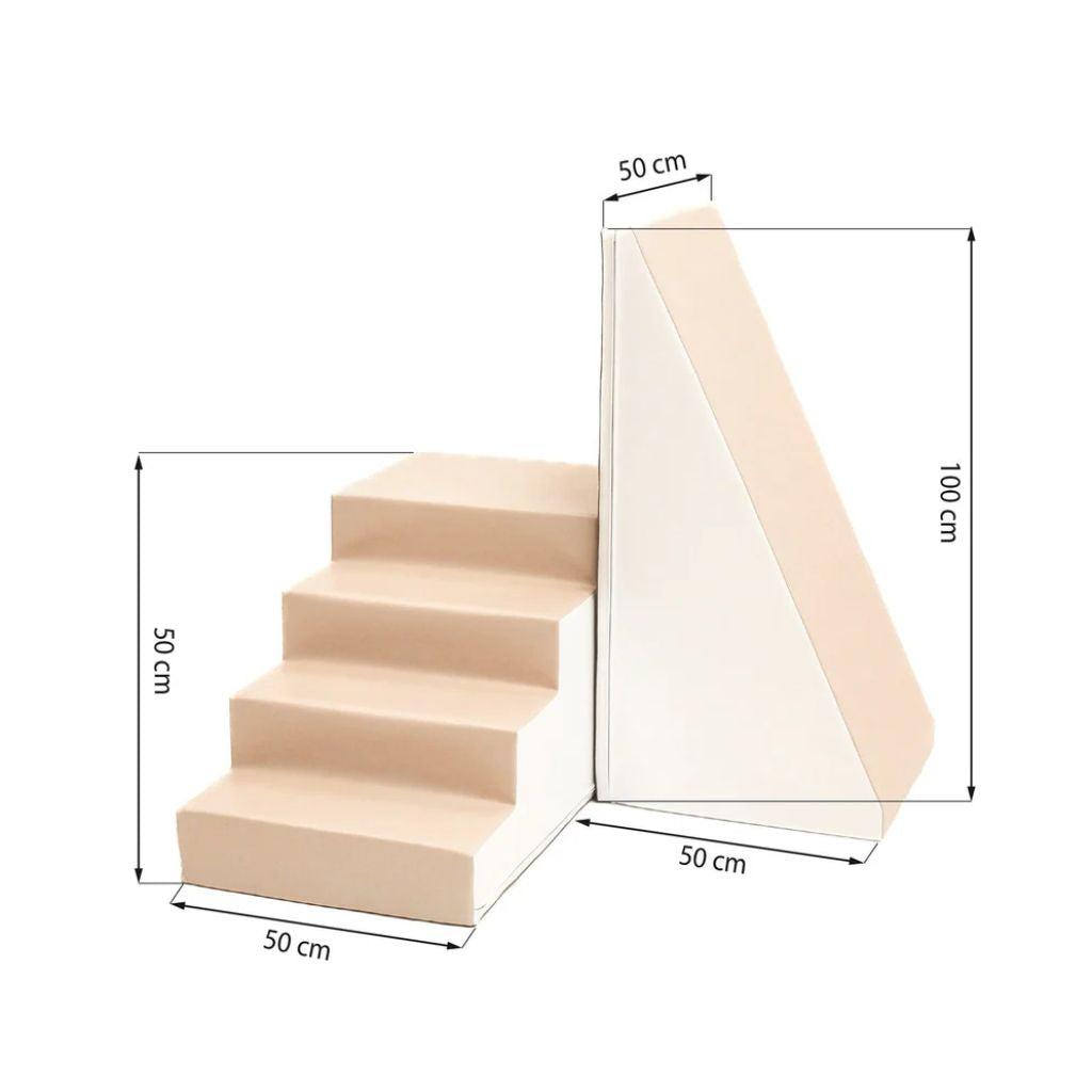 Set Escalier & Toboggan en Mousse Premium - White and Beige