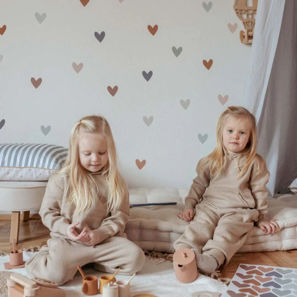 Stickers Muraux Cœurs Cappuccino et Bleu – Décoration Chambre Enfant & Bébé