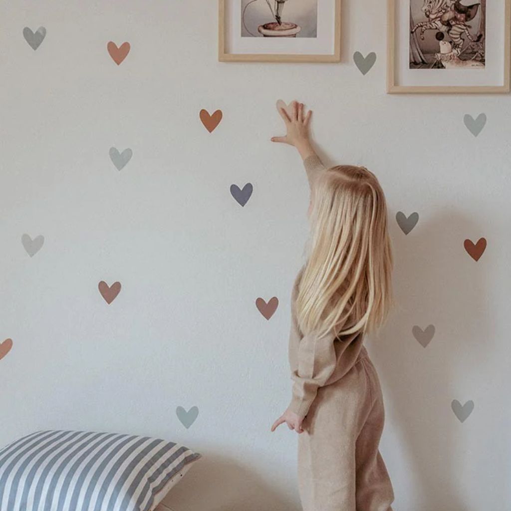 Stickers Muraux Cœurs Cappuccino et Bleu – Décoration Chambre Enfant & Bébé