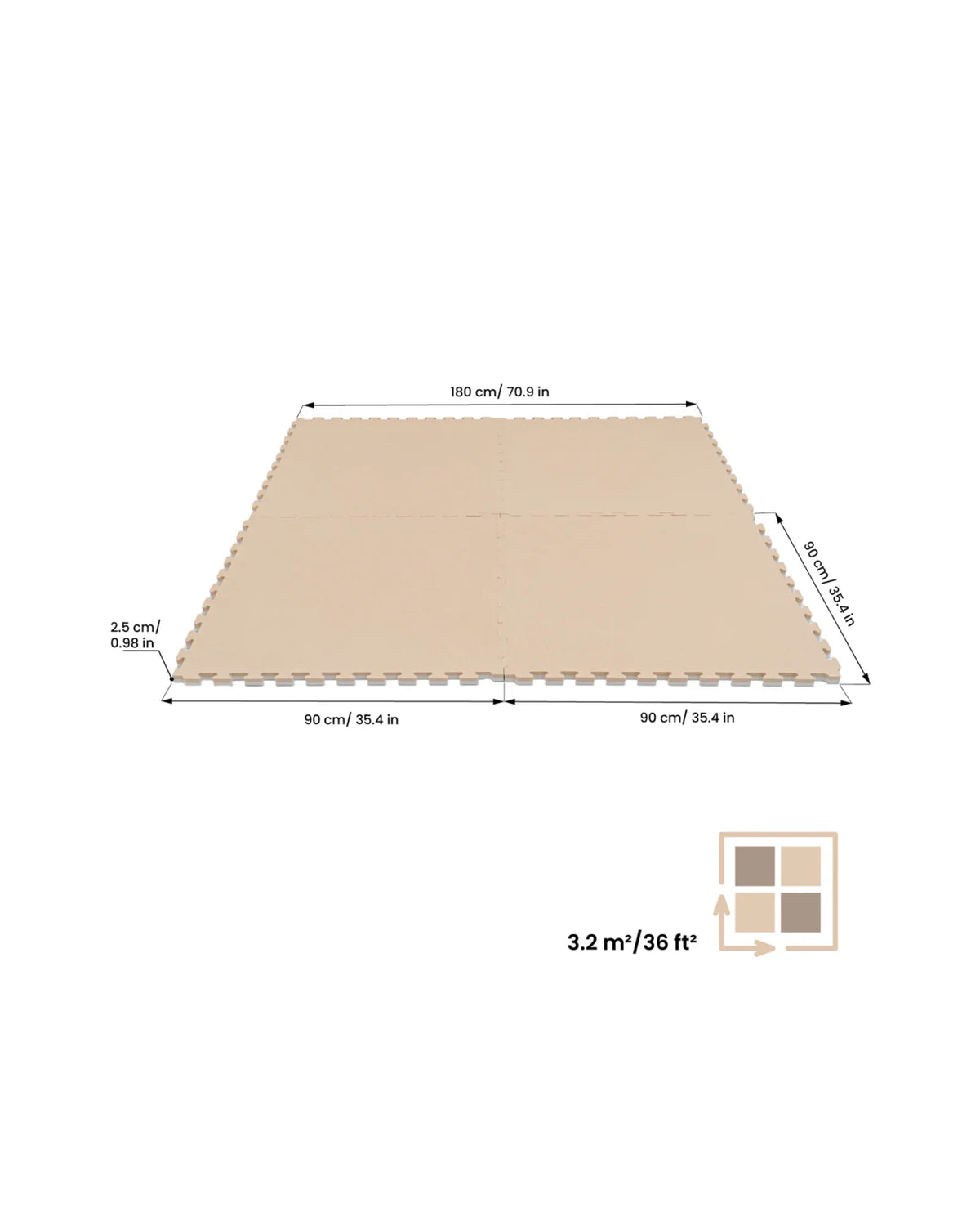 Tapis Puzzle Géant en Mousse — Set de 4 Dalles (180×180 cm) – Montessori pour enfant – photo 13
