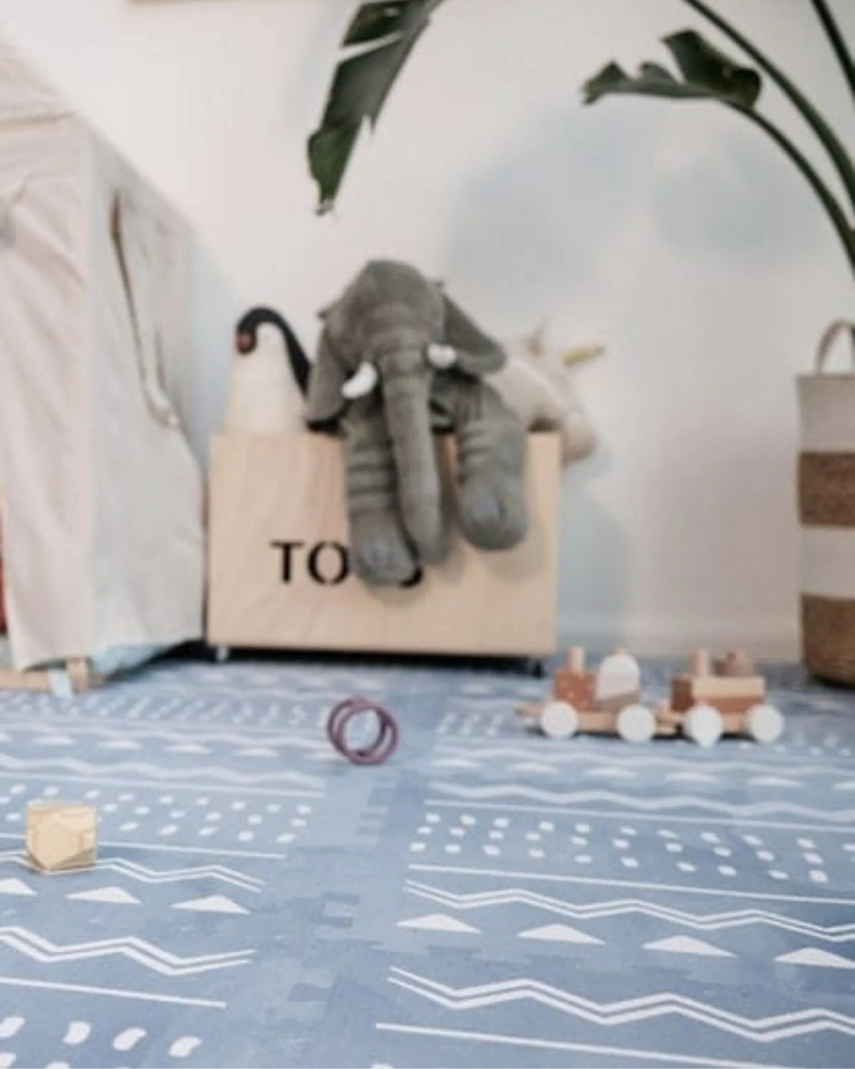 Tapis Puzzle Mousse Boho OLYA KIDS – Azure / Sand | 120×180 cm – Décoration Montessori pour enfant | Tinitto