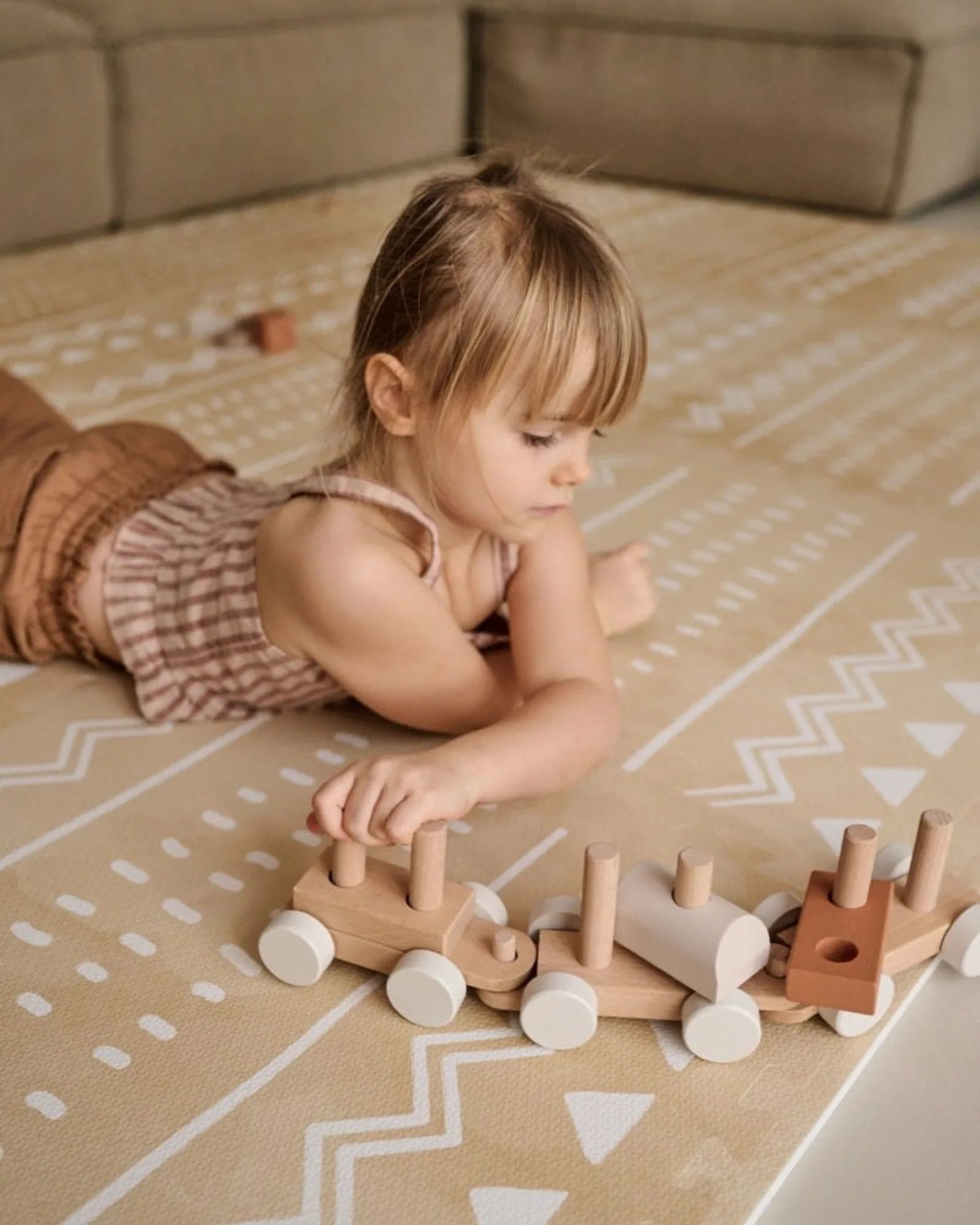 Tapis Puzzle Mousse Boho OLYA KIDS – Azure / Sand | 120×180 cm – Décoration Montessori pour enfant | Tinitto