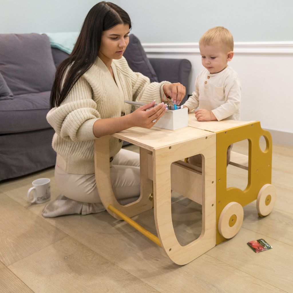 Tour d'Observation 2-en-1 Voiture – Transformable en Table d'Activité
