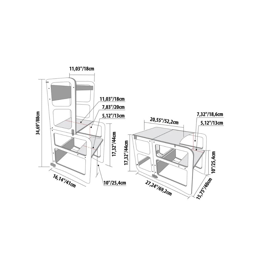 Tour d’Apprentissage Montessori 2-en-1 & Chaise Bébé