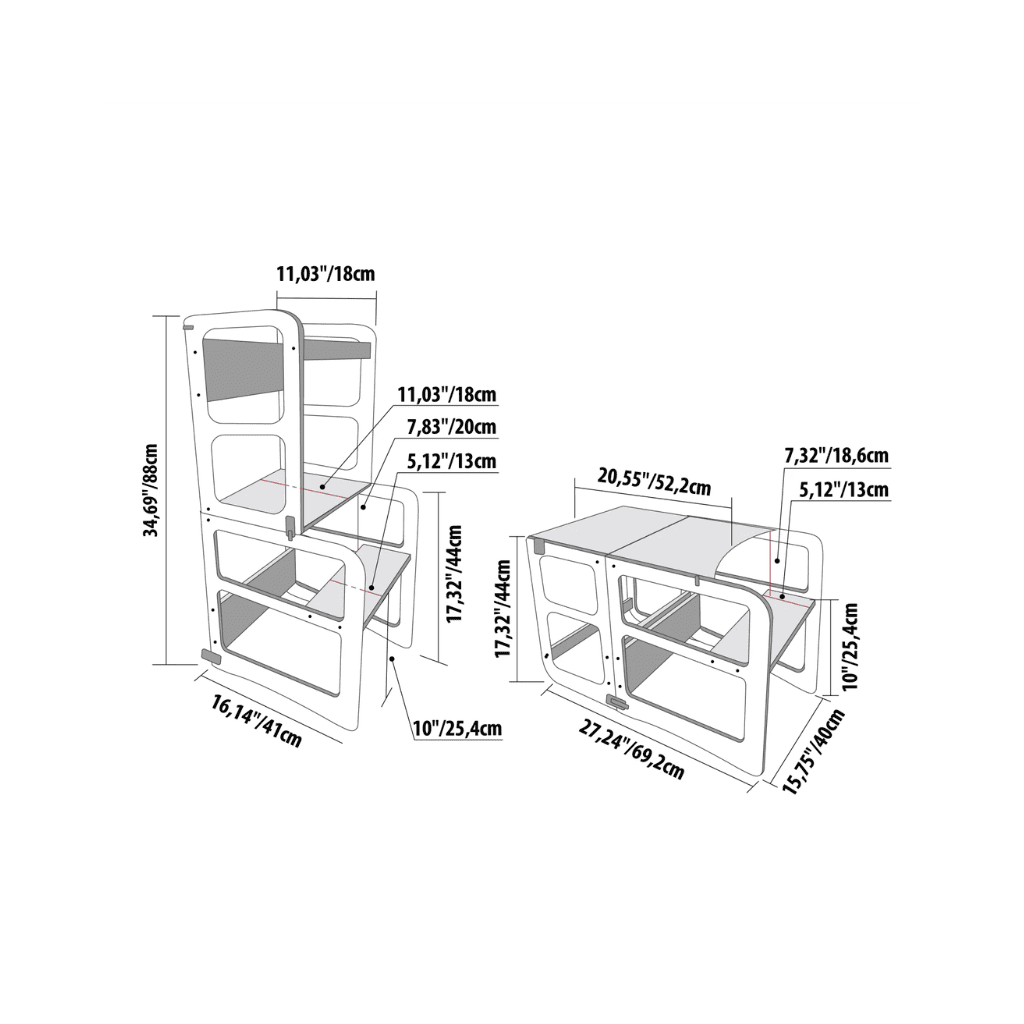 Tour de cuisine 2 en 1 / Table et chaise