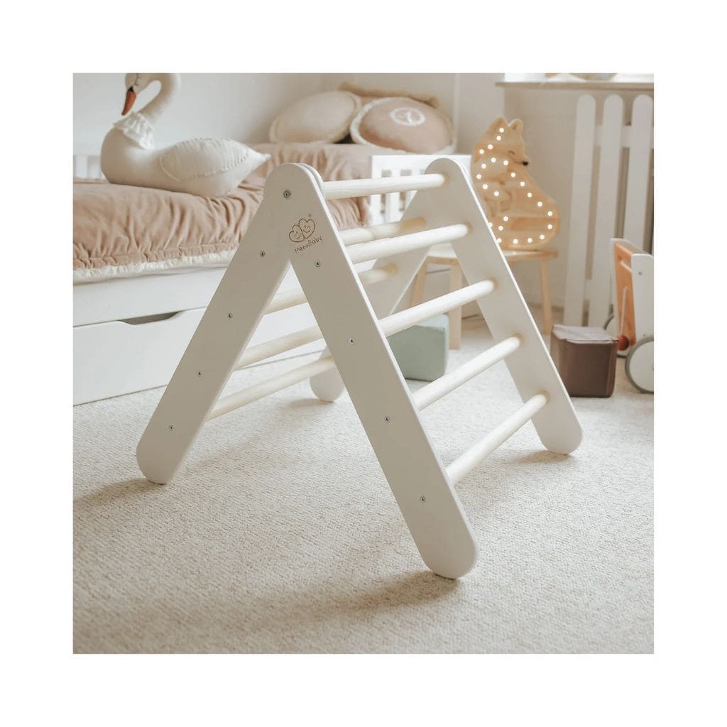 Triangle d’Escalade Pikler Bois Blanc – Jeu Montessori Haut de Gamme