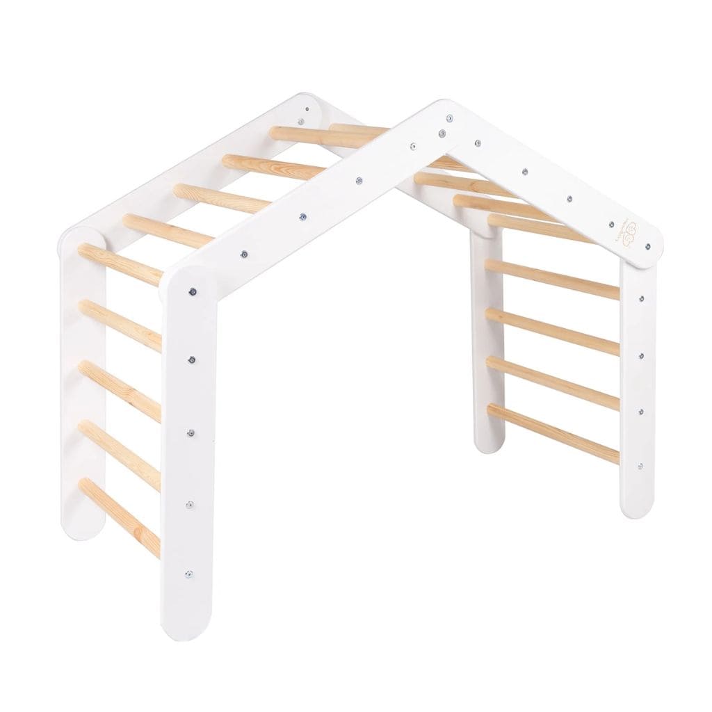 Triangle d’Escalade Pikler XL Bois Blanc – Jeu Montessori Haut de Gamme