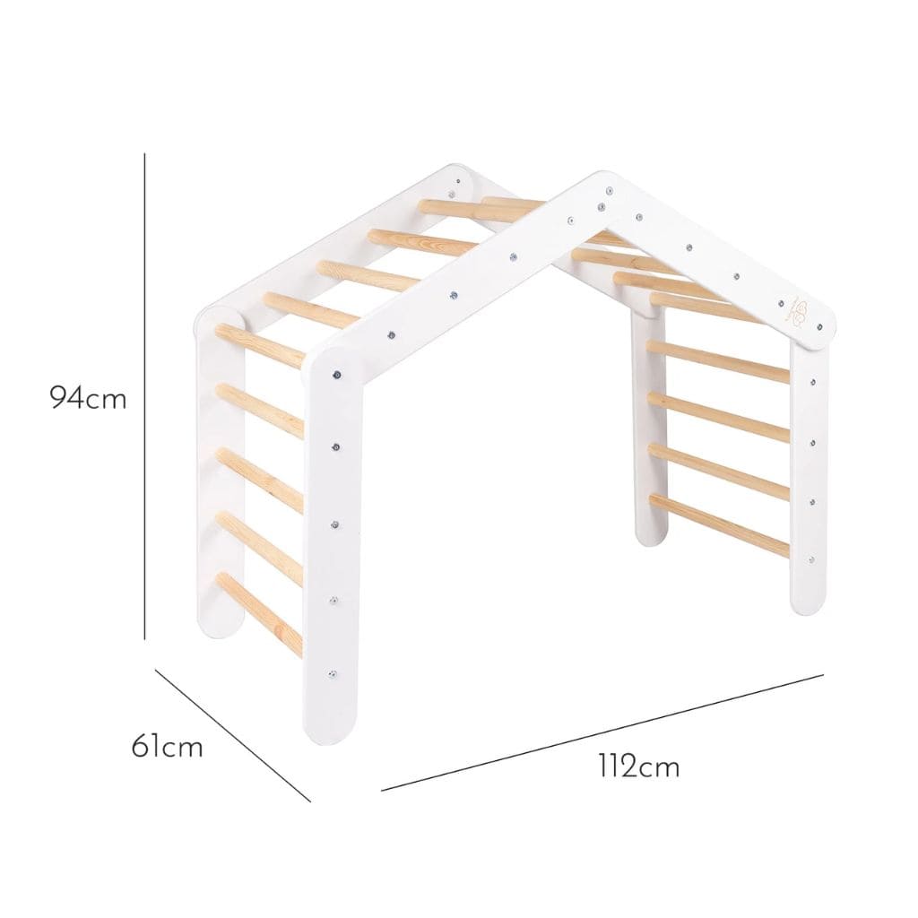 Triangle d’Escalade Pikler XL Bois Blanc – Jeu Montessori Haut de Gamme