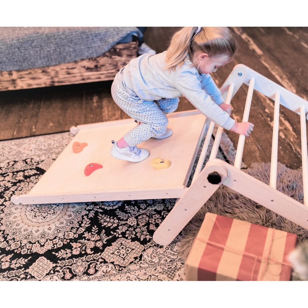 Rampe Réversible pour Triangle de Pikler – Côté Toboggan & Côté Escalade