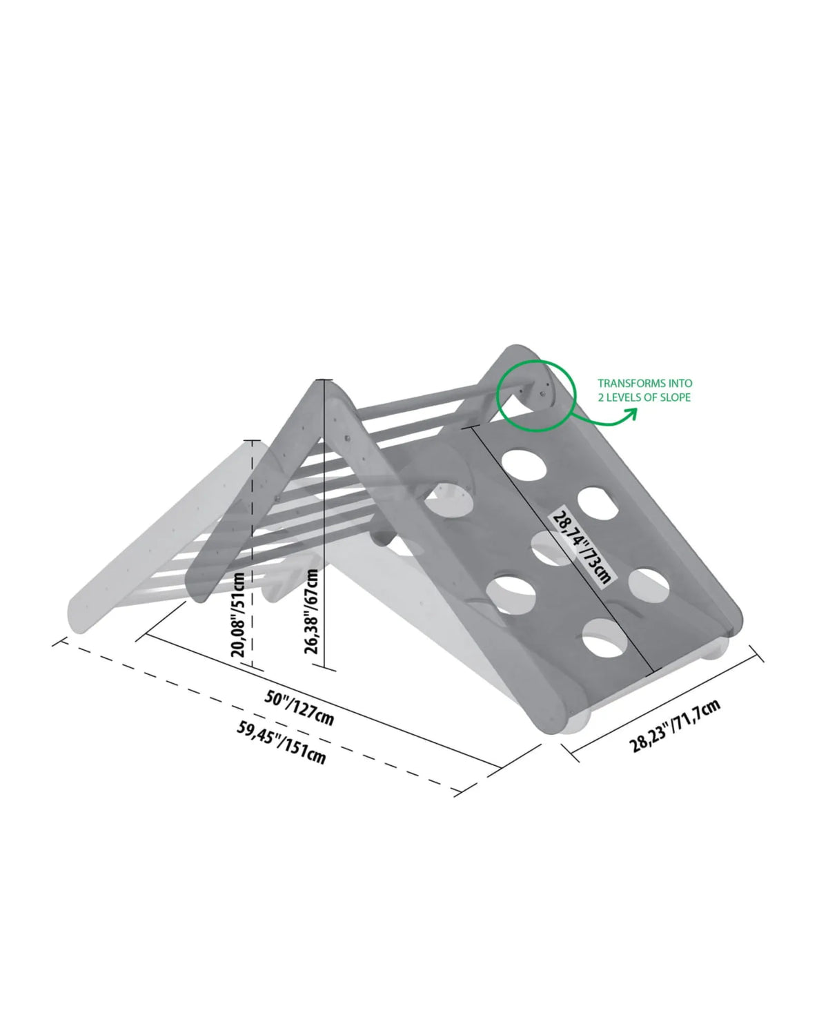 Triangle de Pikler Pliable – 2 Niveaux Ajustables | Montessori House Bed