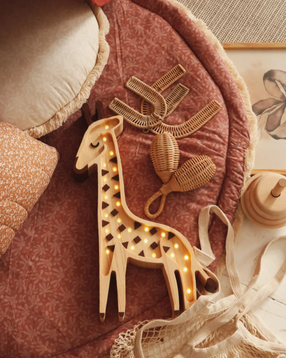 Veilleuse Girafe en Bois de Pin – Montessori pour enfant – photo 2
