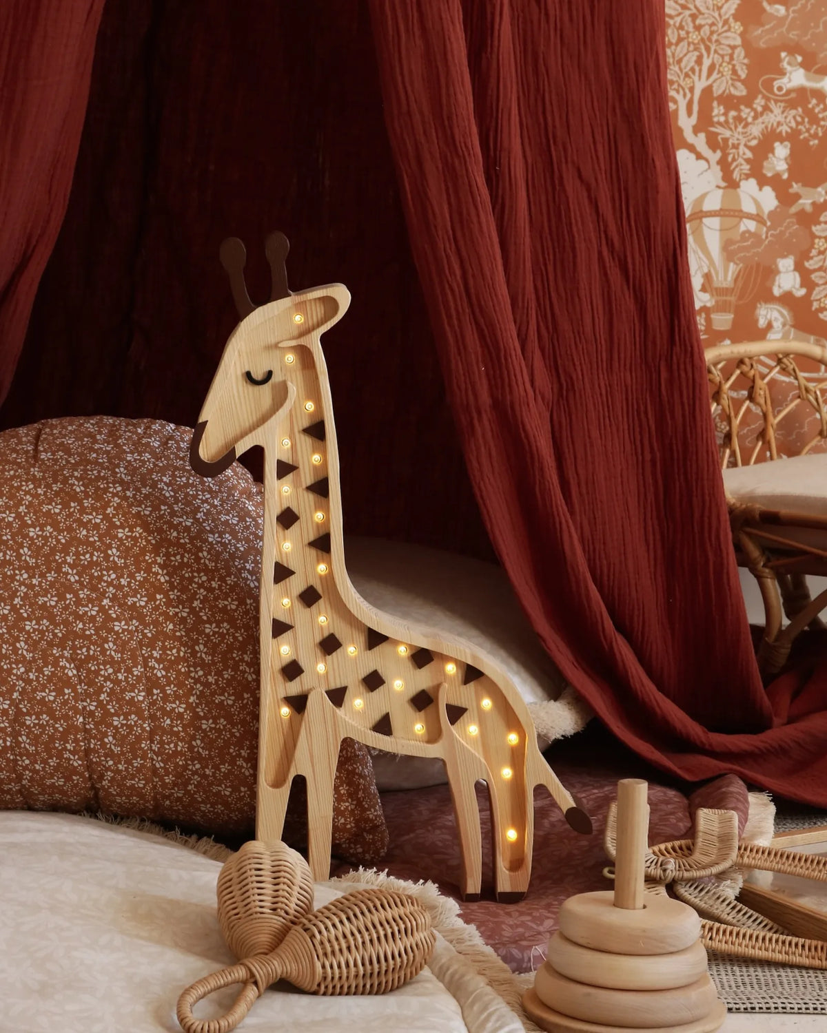 Veilleuse Girafe en Bois de Pin – Montessori pour enfant – photo 1
