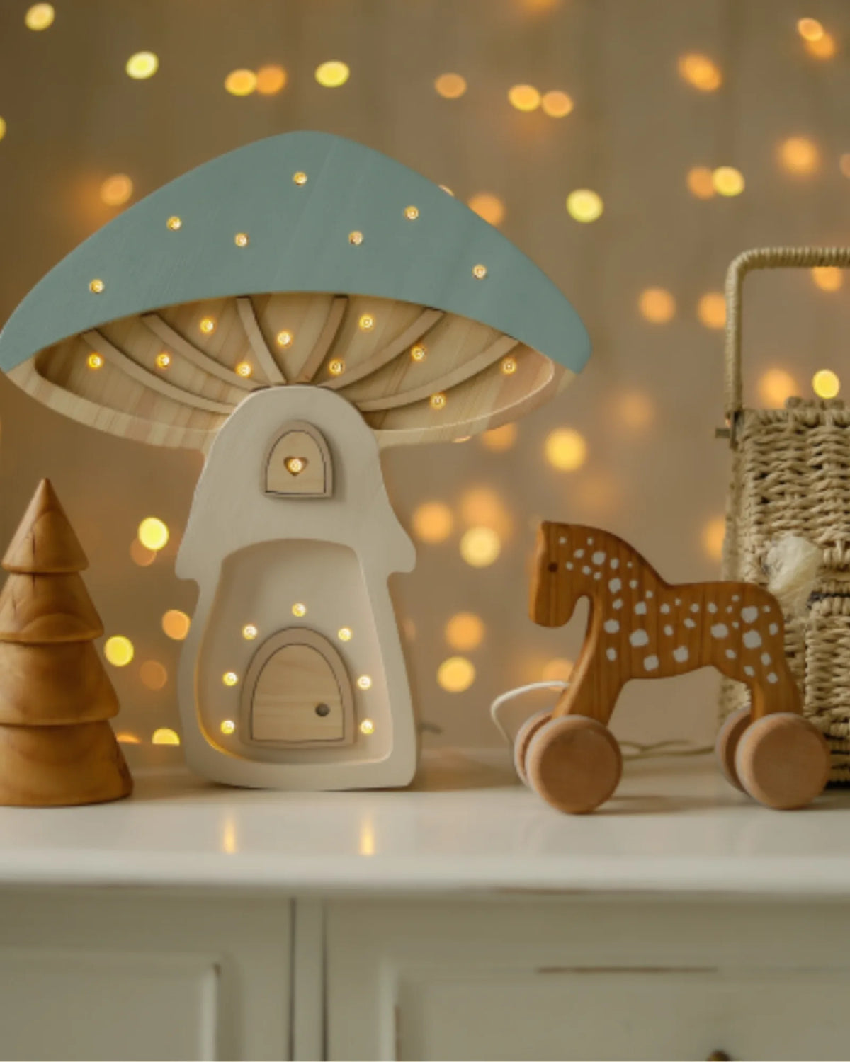 Veilleuse Maison Champignon en Bois de Pin – Montessori pour enfant – photo 15