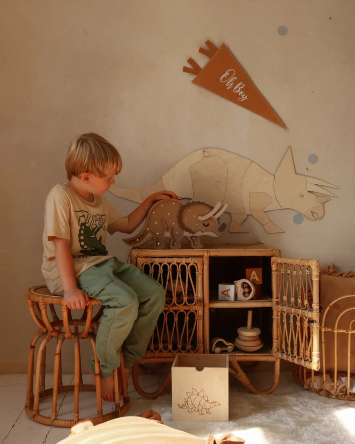 Veilleuse Tricératops en Bois de Pin – Montessori pour enfant – photo 6