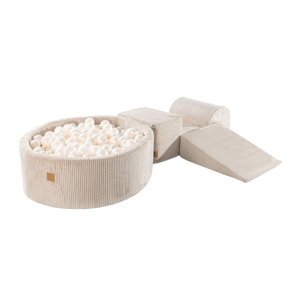 Aire de Jeux Modulable avec Piscine à Balles Ecru en | Motricidade Tinitto – Fabrication européenne