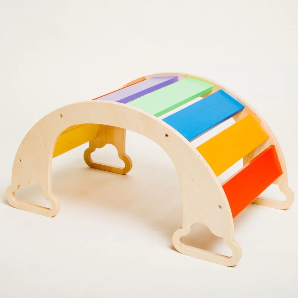 Arche de Motricité Montessori Arc - en - Ciel à Bascule en Natural / Rainbow | toys Tinitto – Fabrication européenne