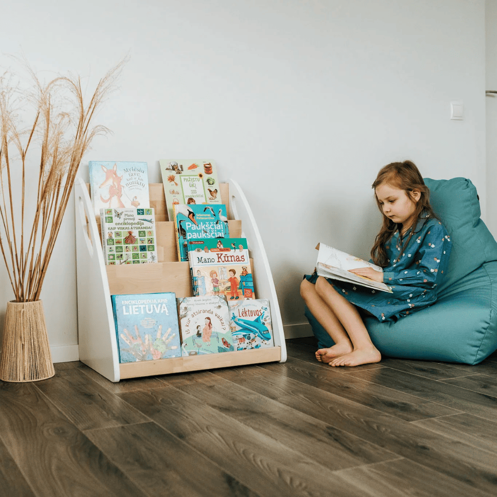 Bibliothèque Montessori avec rangement pour livres - 4 étagères en Sans / Finition DIY | Decoração Tinitto – Fabrication européenne